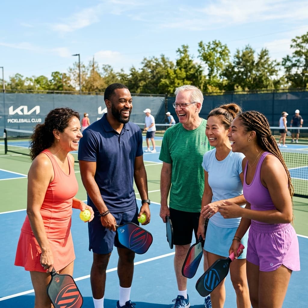 Pickleball players organizing
