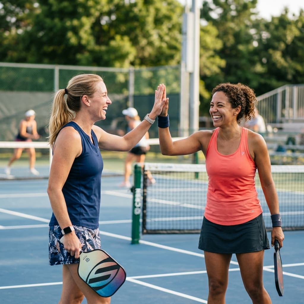 Pickleball player in action